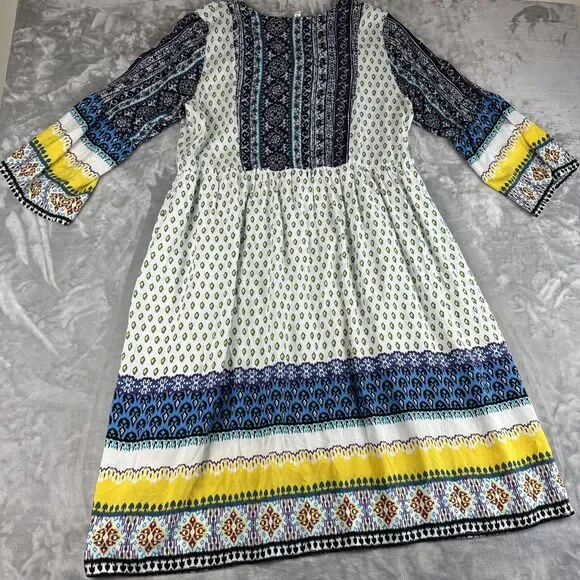 Reborn J Boho Dress Womens 1X Colorful Pattern Button Front Flowy Elephant(1003) - Picture 9 of 15